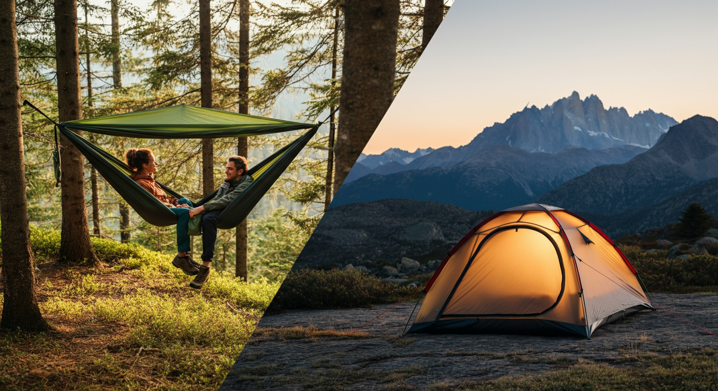 Nubé shelter in aerial and ground modes side by side